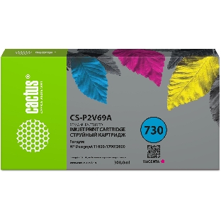 Картридж струйный Cactus CS-P2V69A №730 пурпурный (300мл) для HP Designjet T1600/1700/2600