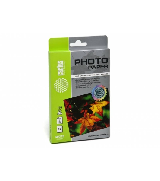 Фотобумага Cactus CS-MA617050 A6/170г/м2/50л. матовая для струйной печати