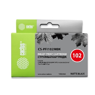 Картридж струйный Cactus CS-PFI102MBK черный матовый (130мл) для Canon iPF500/iPF600/iPF700/MFP M40/iPF765/LP17/LP24