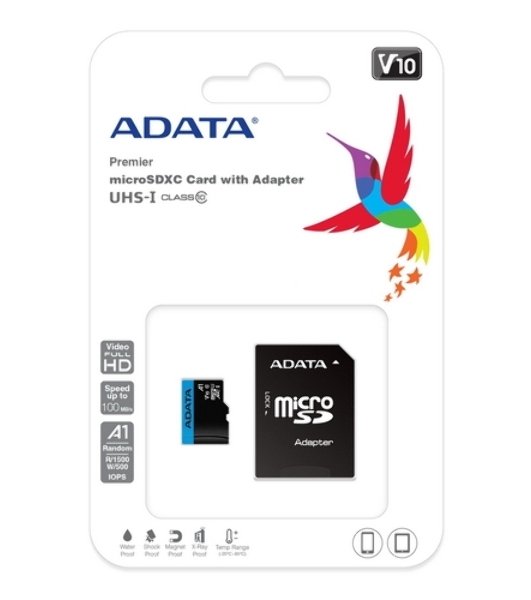 Флеш карта microSD 256Gb ADATA microSDHC Class 10 UHS-I A1 100/25 MB/s (SD адаптер)