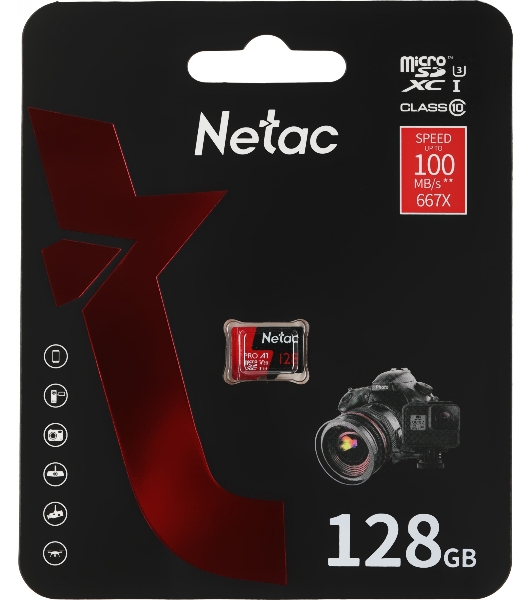 Флеш карта MicroSD card Netac P500 Extreme Pro 128Gb, retail version w/o SD adapter