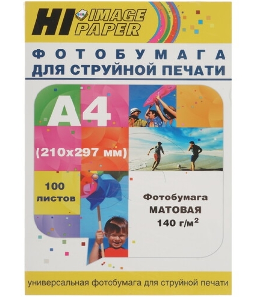 Фотобумага матовая односторонняя (Hi-image paper) A4, 140 г/м, 100 л.