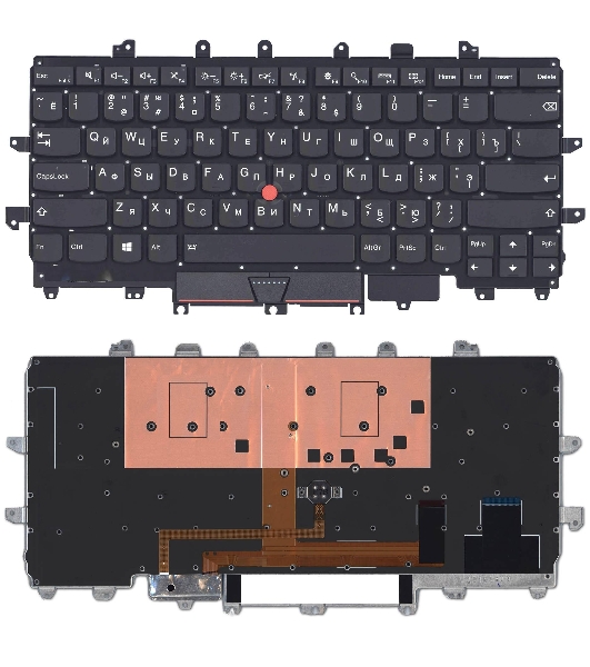Клавиатура для ноутбука Lenovo ThinkPad X1 Carbon Gen 4 2016 черная без рамки с подсветкой