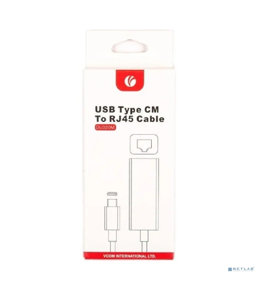 Кабель-переходник USB 3.1 Type-C -->RJ-45 1000Mbps Ethernet, Aluminum Shell, 0.15м VCOM DU320M