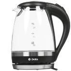 Чайник электрический Delta DL-1202 корпус из жаропрочного стекла, черный, 2200Вт, 1,5л, фото4