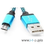 Кабель Gembird USB 2.0 Cablexpert AM/microBM 5P, 1м, нейлоновая оплетка, алюминиевые разъемы, синий, пакет, фото2