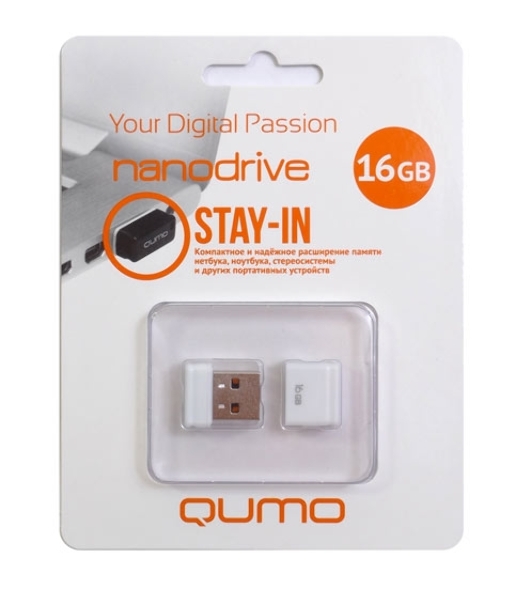 Флешка USB QUMO 16Gb, NANO QM16GUD-NANO-W белый