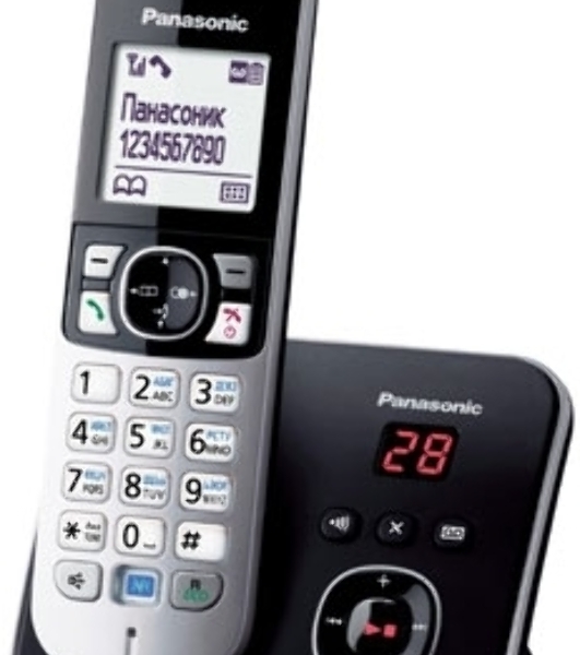 Телефон беспроводной (DECT) Panasonic KX-TG6821RUB черный, автоответчик,определитель номера,телефонный справочник 120 зап.