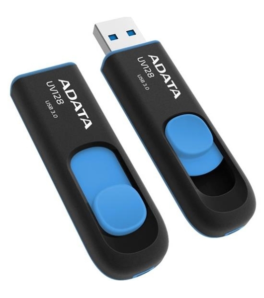 Флешка USB ADATA UV128 (AUV128-32G-RBE), 32Gb, USB 3.0, R/W 100/30, черный/синий
