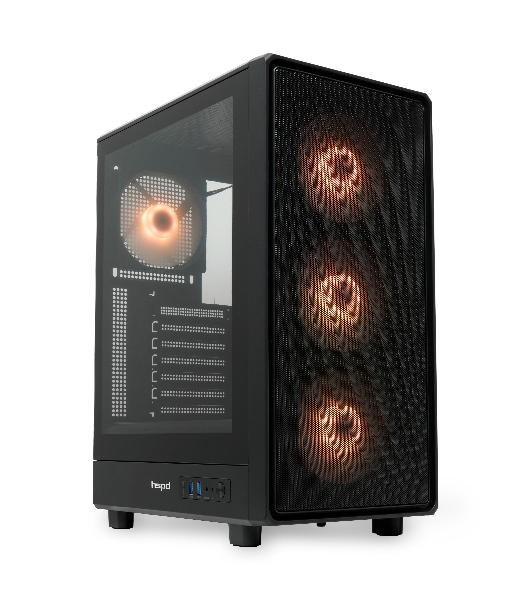 Компьютерный корпус HSPD M510, Mesh Mid Tower, черный, TG, 0.5 SPCC, 4x120мм ARGB ATX, mATX, mITX 180/280/160мм 1x2.5', 1x3.5', 7xPCI 2xUSB-A 3.0 517x277x418мм