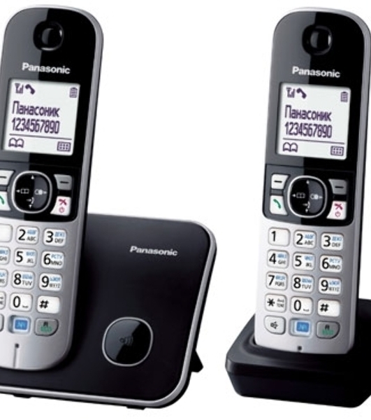 Телефон беспроводной (DECT) Panasonic KX-TG6812RU черный (труб. в компл.:2шт) АОН