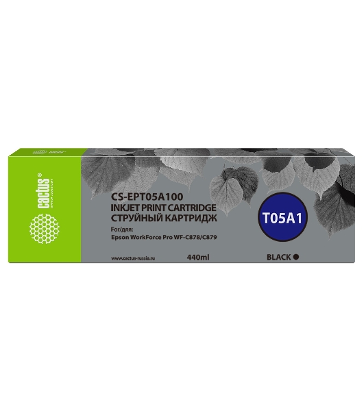 Картридж струйный Cactus CS-EPT05A100 (T05A1) черный (440 мл) для Epson WorkForce Pro WF-C878/C879