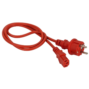 Шнур питания Lanmaster C13-Schuko прямая, 3х0.75, 220В, 10А, красный, 2 метра