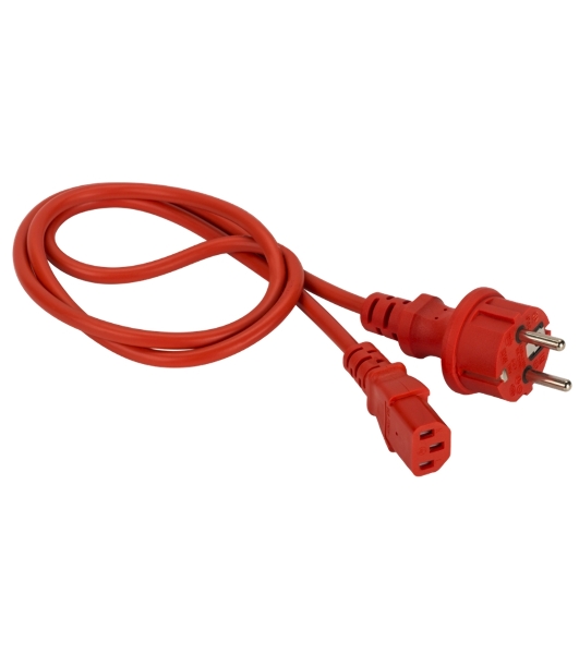 Шнур питания Lanmaster C13-Schuko прямая, 3х0.75, 220В, 10А, красный, 2 метра