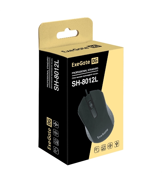 Мышь проводная ExeGate Professional Standard SH-8012L черный, 1000 dpi, USB, кнопки - 3
