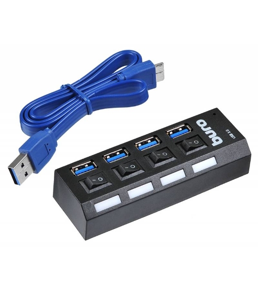 USB-концентратор Buro BU-HUB4-U3.0-L, USB 3.0, USB 4 порта, USB