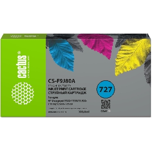 Картридж струйный Cactus CS-F9J80A 727 серый (300 мл) для HP Designjet T920/T930/T1500/T1530/T2500/T2530