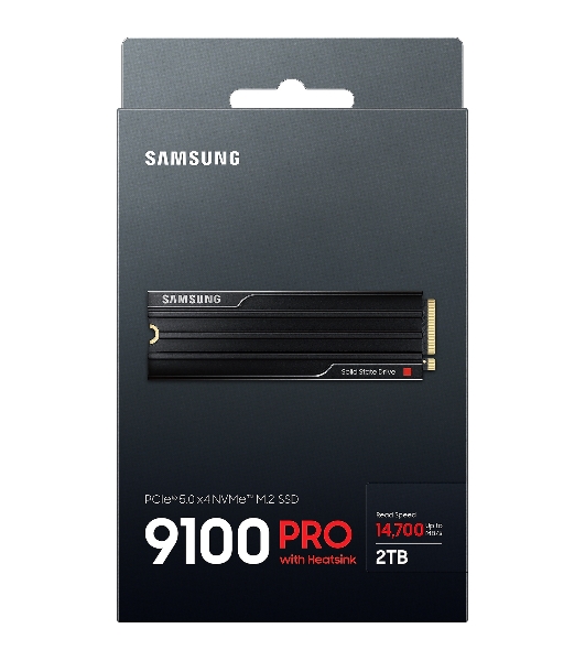 Накопитель SSD 2Tb Samsung 9100 PRO, M.2, PCI-E 5.0 x4, TLC 3D NAND R/W - 14700 (14800)/13400 (13300) Mb/s с радиатором