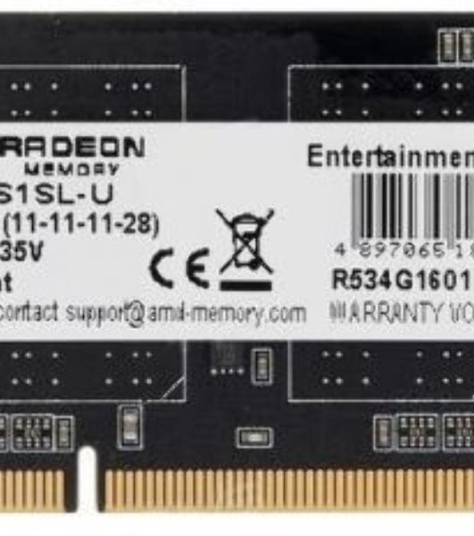 Оперативная память AMD Radeon R5, DDR3L, 4GB (1x4GB), 1600MHz, CL11, SO-DIMM