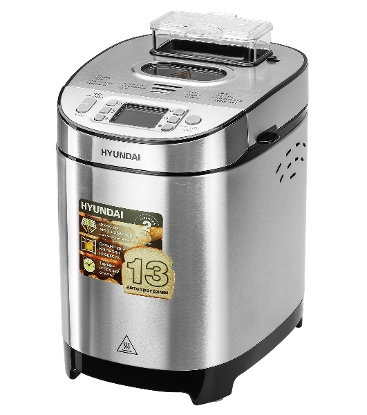 Хлебопечка Hyundai HYBM-M0313G серебристый/чёрный, 600 Вт, 0.9 кг, 13 программ
