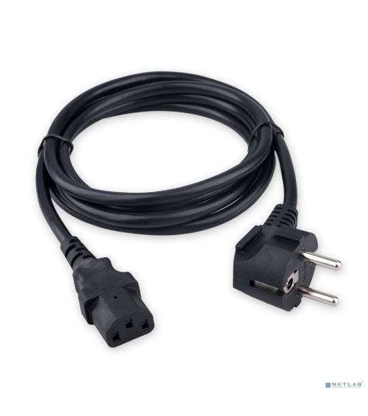 Кабель питания Гарнизон GPC-186-1-1.8M, Schuko-C13, 3x1.0 мм2, 16A, CCA, с заземлением, 1.8 м, черный, пакет