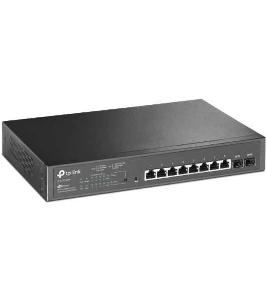 Коммутатор TP-Link JetStream 10-Port Gigabit Smart Switch with 8-Port PoE+, 8× Gigabit PoE+ Ports, 2× Gigabit SFP Slots, 802.3at/af, 150 W PoE Power, 1U 13-inch Rack-mountable Steel CaseIntegration with Omada SDN Controller, 802.1Q VLAN, STP/RSTP/MSTP, IGMP Snoopi