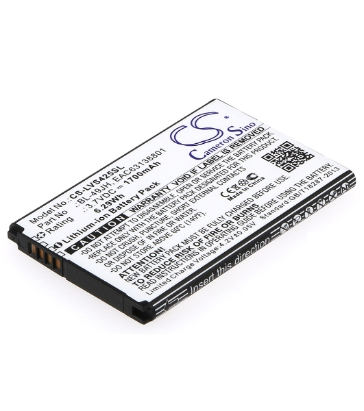 Аккумулятор CameronSino CS-LVS425SL BL-49JH для LG K120 3.7V, 1700mAh, 6.29Wh