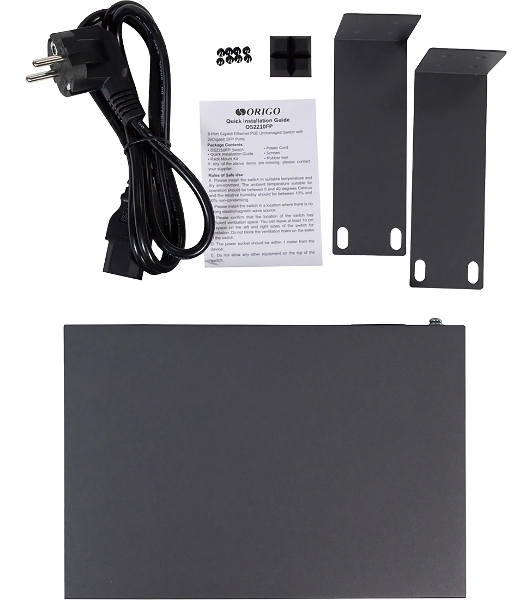 Коммутатор неуправляемый PoE ORIGO Unmanaged Switch 8x1000Base-T PoE, 2x1000Base-X SFP, PoE Budget 120W, 19' w/brackets