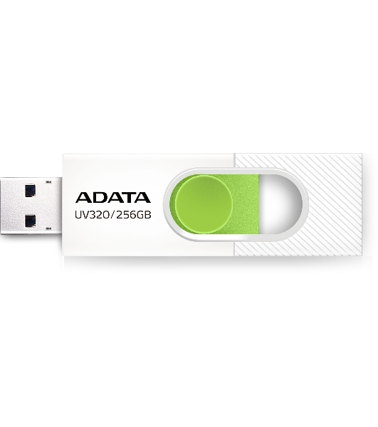 Флешка USB ADATA UV320 (AUV320-256G-RWHGN), 256Gb, USB 3.2 Gen1, R/W 100/30, белый/зеленый