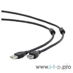 Кабель Gembird/Cablexpert USB 2.0, AM/AF, 4.5м, экран, 2феррит.кольца, черный, пакет, фото2