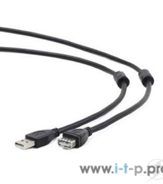 Кабель Gembird/Cablexpert USB 2.0, AM/AF, 4.5м, экран, 2феррит.кольца, черный, пакет