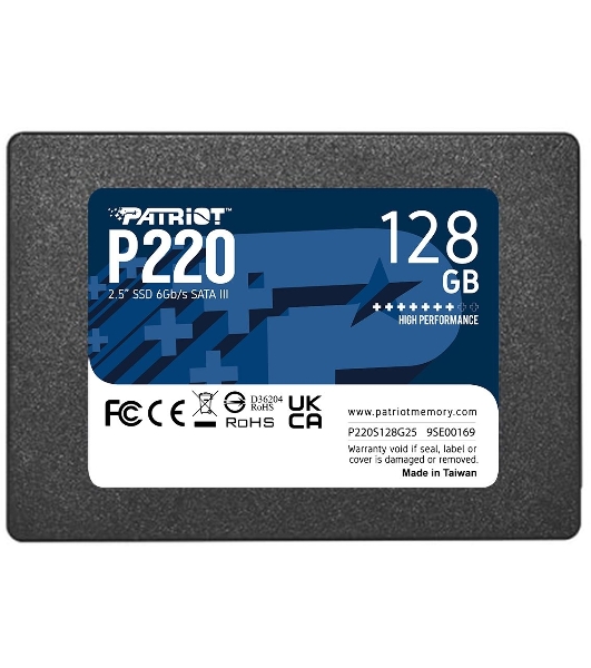 Накопитель SSD Patriot P220, 128Gb, SATA III, 2.5', R/W 550/480