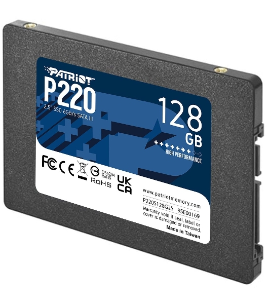 Накопитель SSD Patriot P220, 128Gb, SATA III, 2.5', R/W 550/480