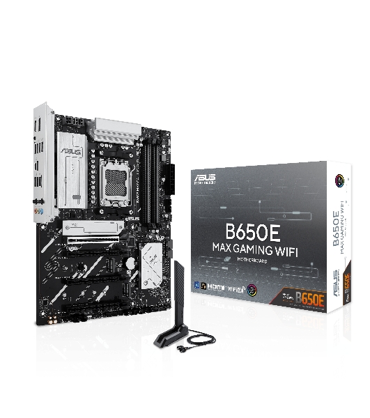 Материнская плата ASUS B650E MAX GAMING WIFI, AM5, AMD B650, 4xDDR5, 4xSATA, 3xM.2, 1xPCIe 5.0 x16, 1xPCIe 4.0 x16, 2xPCIe 3.0 x1, 1xDP, 1xHDMI, 1x2.5Gb LAN, Wi-Fi 6E, Bluetooth 5.3, 4xUSB-A 10Gbps, 1xUSB-C 10Gbps, 2xUSB-A 5Gbps, 2xUSB-A 2.0, 3x3.5 мм, 7.1, ATX