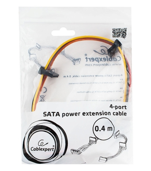 Кабель Cablexpert Кабеля питания SATA, 4x15pin(M)/15pin(F), 40 см (CC-SATAMF-03)