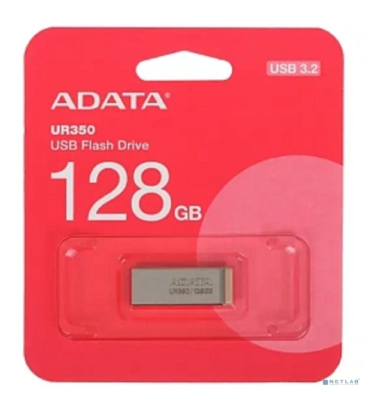 Флешка USB ADATA UR350 (UR350-128G-RSR/BG), 128Gb, USB 3.2, R/W 100/15, серебристый/коричневый