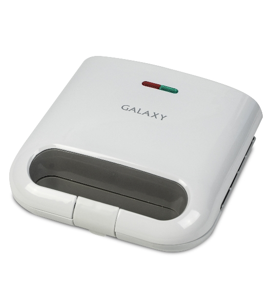 Сэндвич-тостер Galaxy Line GL 2962, белый, с несъемными пластинами, 800 Вт, индикаторы нагрева и сети, антипригарное покрытие рабочей поверхности, теплоизолированный корпус, прорезиненные ножки, препятствующие скольжению