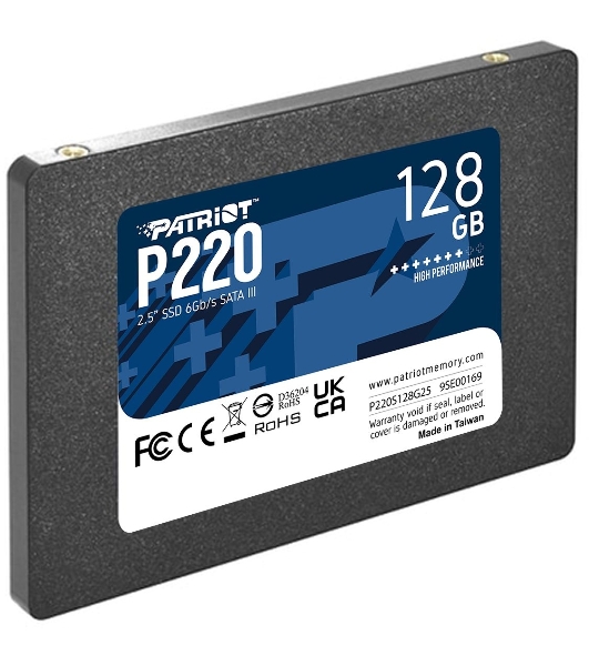 Накопитель SSD Patriot P220, 128Gb, SATA III, 2.5', R/W 550/480