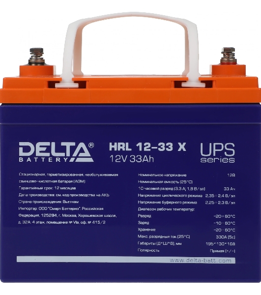 Батарея для ИБП Delta HRL 12-33 X 12В 33А·ч