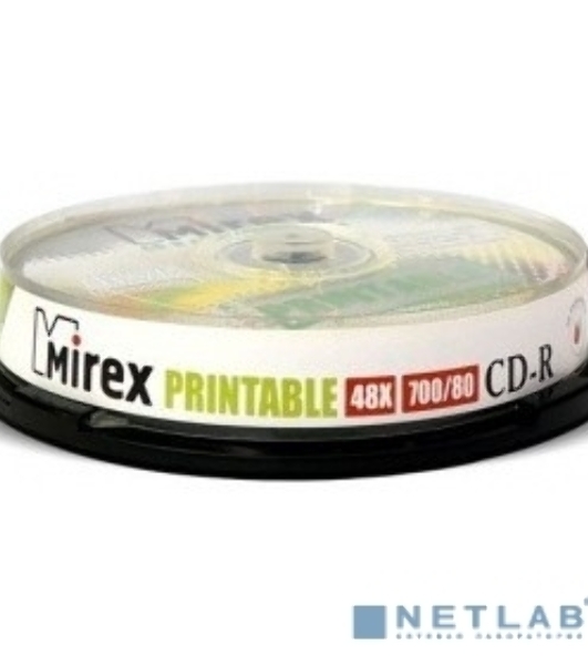 Диск CD-R Mirex 700 Mb, 48х, Cake Box (10), Ink Printable (10/300)