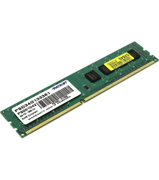 Оперативная память Patriot, DDR3, 4GB (1x4 GB), 1333 MHz, CL9, DIMM