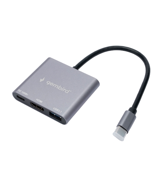 Док-станция Gembird UHB-D2, USB Type-C, USB Type-C PD100W, HDMI, USB Type-C