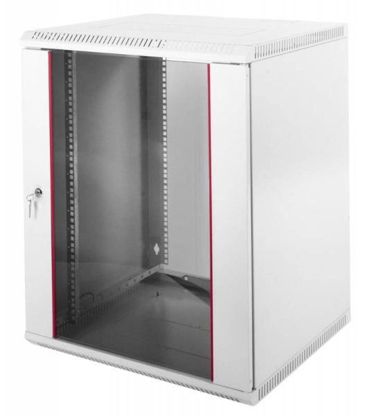 Шкаф телеком. настенный разборный 15U (600х650) дверь стекло, серый RAL 7035