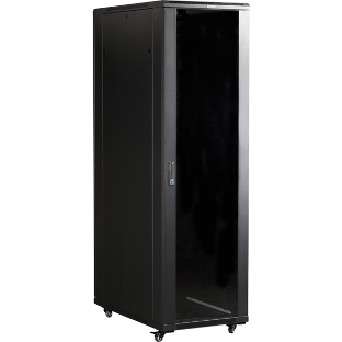 Шкаф 19' Business, 42U 600x800, черный, передняя дверь стекло, задняя дверь распашная металл