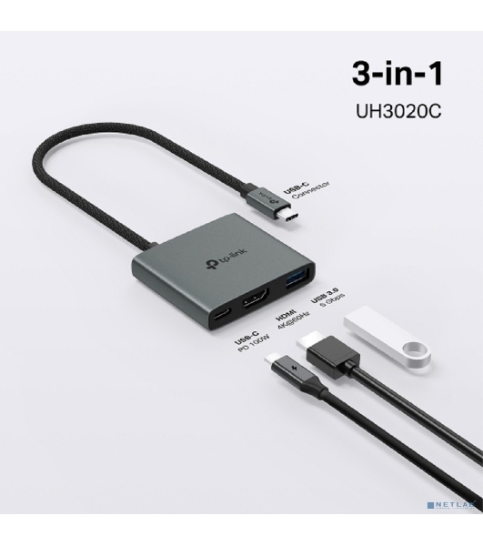 Разветвитель USB-C TP-Link UH3020C 1порт. серый
