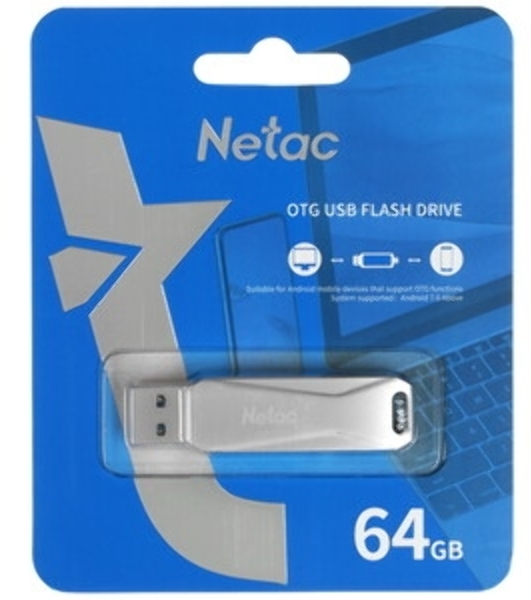 Флешка USB Netac U782C dual USB 3.0+TypeC 64Gb, retail version