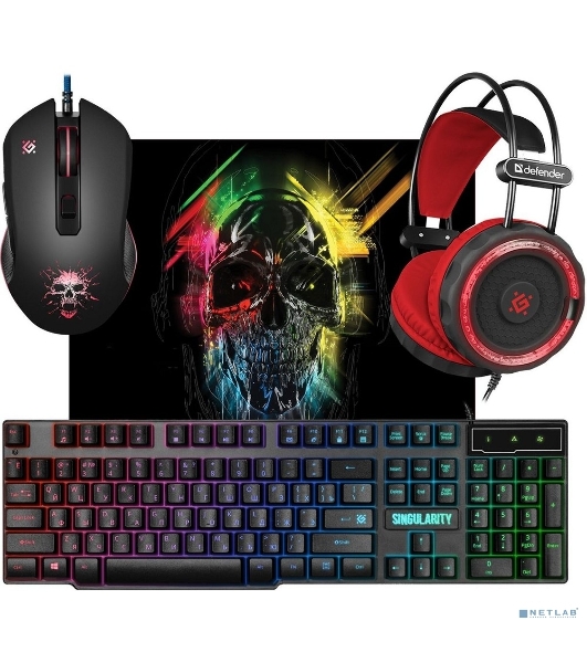 Комплект клавиатура+мышь Defender Singularity MKP-118 проводной, USB, 3200 DPI, чёрный