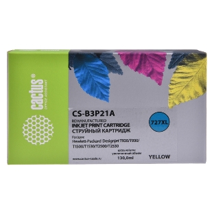 Картридж струйный Cactus CS-B3P21A №727 желтый (130 мл) для HP DJ T920/T1500/T2530