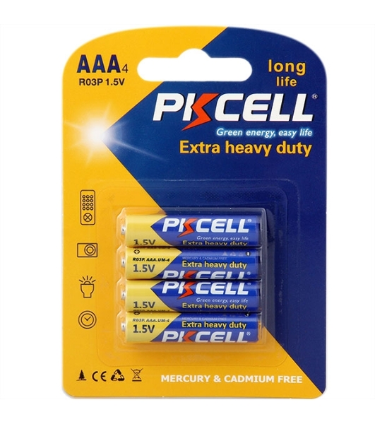 Солевой элемент питания PKCELL R03P-4B тип - AAА 4 шт в блистере