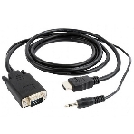 Кабель HDMI->VGA Cablexpert A-HDMI-VGA-03-5M, 19M/15M + 3.5Jack, медь, позол.разъемы, 5м, черный, пакет, фото4